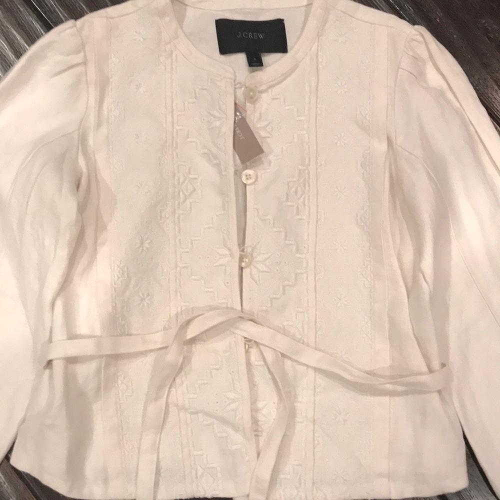 J Crew Linen Embroidered Jacket - Picture 6 of 7